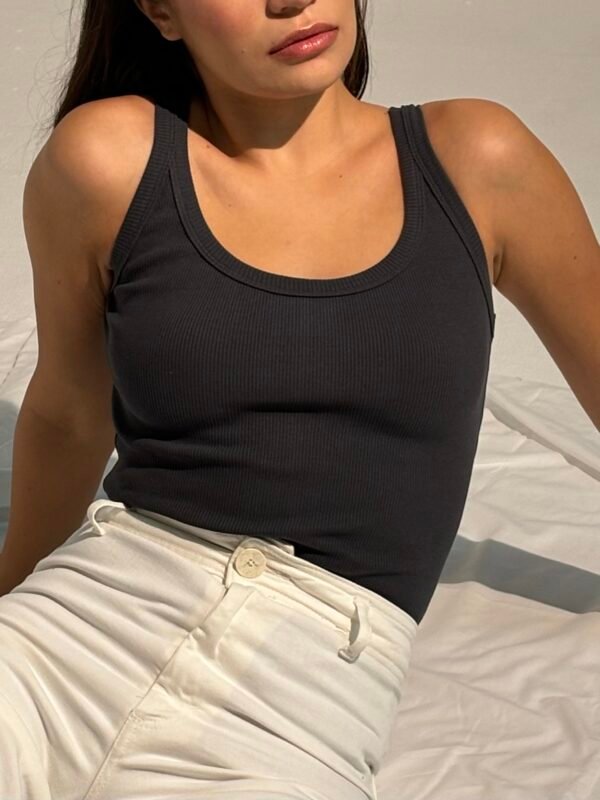 Ribbed tank top - Charcoal