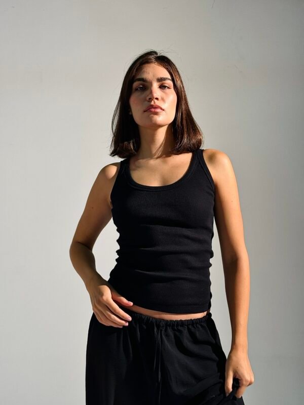 Ribbed tank top - Black